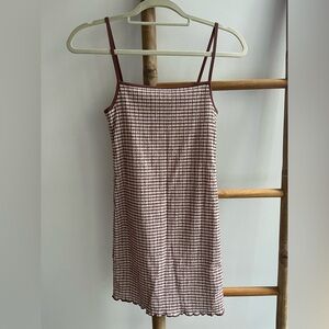 Aritzia Wilfred Jazz Mini Dress in Brown Gingham | size small